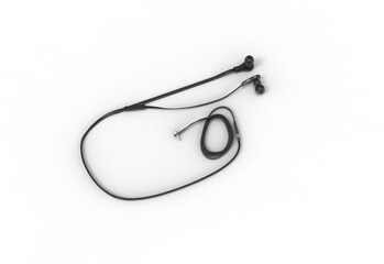 Earphone top view with shadow 3d render
