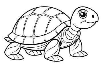 Coloring page line art the turtle black vector