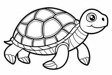 Coloring page line art the turtle black vector