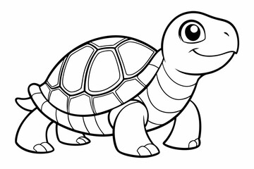 Coloring page line art the turtle black vector