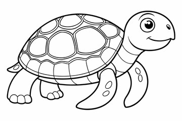 Coloring page line art the turtle black vector