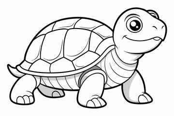 Coloring page line art the turtle black vector