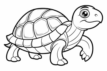 Coloring page line art the turtle black vector