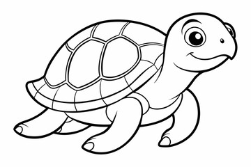 Coloring page line art the turtle black vector
