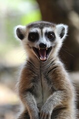 A cute meerkat showing excitement, symbolizing energy and liveliness in wildlife.