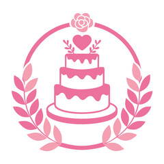 vector love cake wedding bakery logo template