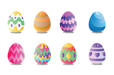 Set of colorful Easter day eggs, Easter egg icons