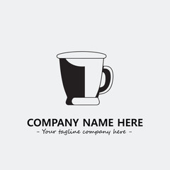 Cup illustration black and white for logo company vector image

