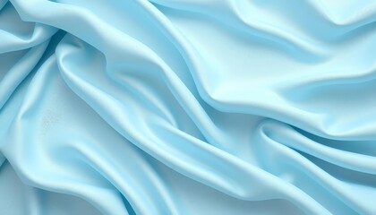 Fototapeta premium Soft, draping folds of pastel blue fabric showcasing luxurious texture, crease, design