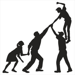 silhouette team building and more on white background