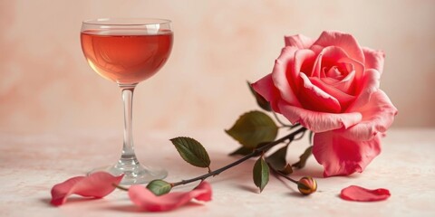 Romantic Rose Pink Wine Still Life Photography