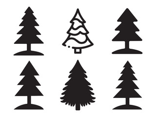 Set of Stylized Christmas Tree Vectors for Seasonal Designs
