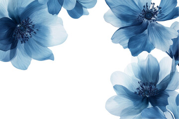 Navy Blue Floral Design on White Background PNG Image - 