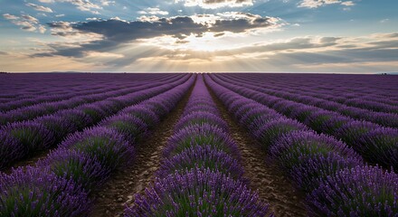Fototapeta premium Lavender's Golden Hour AI Generated