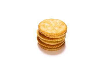 Biscuits with cheese cream filling isolated on white background. After edits.