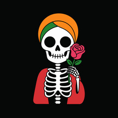 Lovely Skeleton with a Rose