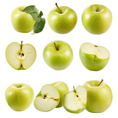 Green Apples Set on transparent background