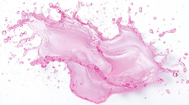 Clear pink champagne twisted splash liquid water wave surface 3D asset material, isolated on clean white background.