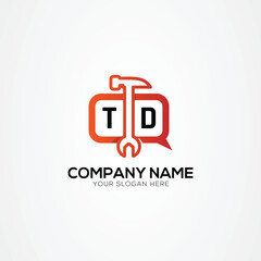 Services Icon or Chat Logo With Letter TD Logo Isolated Vector Illustration