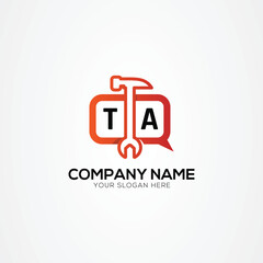 Fototapeta premium Services Icon or Chat Logo With Letter TA Logo Isolated Vector Illustration