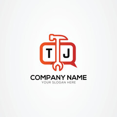 Fototapeta premium Services Icon or Chat Logo With Letter TJ Logo Isolated Vector Illustration
