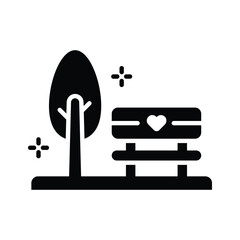 Grab this easy to use glyph icon of garden bench with tree