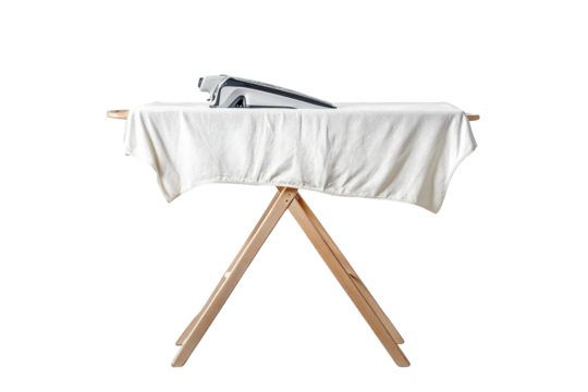 A timeless moment of domestic life with neatly arranged ironing board and iron in a sunlit room