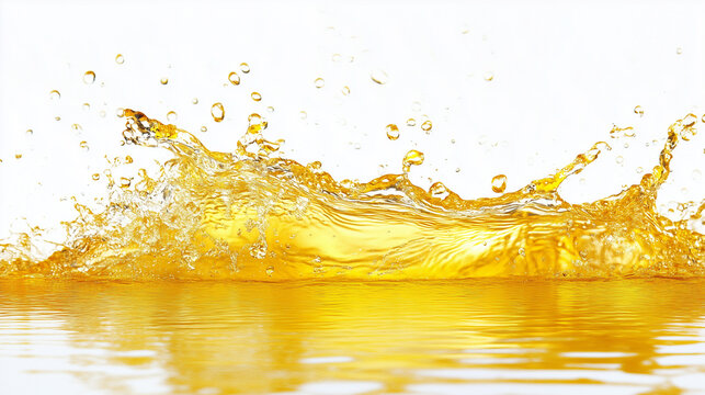 Splash clear yellow water 3D asset material isolated on white background.
