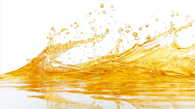 Splash clear yellow water 3D asset material isolated on white background.