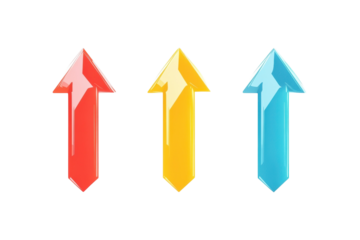 Brightly colored arrows pointing upward, symbolizing progress and growth in a modern design