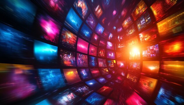 Streaming video concept with interactive digital content, representing the growing role of communication networks and social networking services in modern life