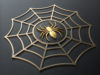 Obraz premium A golden spider sits in the center of a decorative spider web