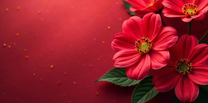 Vibrant red floral pattern with soft-focus background, vibrant, floral