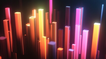 Visual representation of compound growth with glowing bar charts