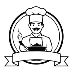 chef cooking hot cook restaurant logo design