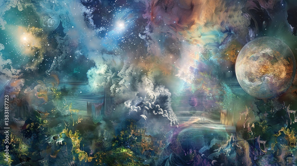 Canvas Prints the image is a beautiful and awe-inspiring depiction of a distant planet. the planet is surrounded b