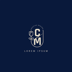 Letter CM and MC creative logo with beauty floral concept premium vector