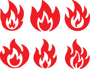 Fire icon silhouette vector set