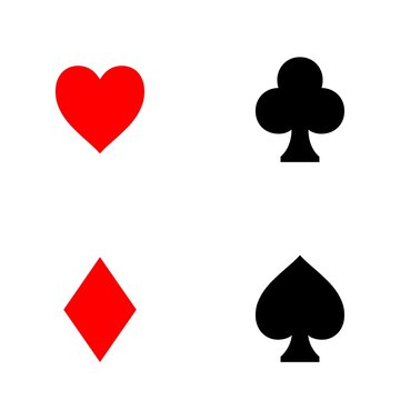 playing card suit symbols red heart black club black spade and red diamond on white background ideal as a concept of betting luck