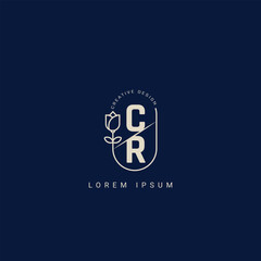 Letter CR and RC creative logo with beauty floral concept premium vector