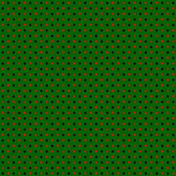 playing card suit red hearts black clubs black spades and red diamonds  green background ideal as a concept of betting luck and casino gaming in an 32x32 grid for a total of 1024 suits