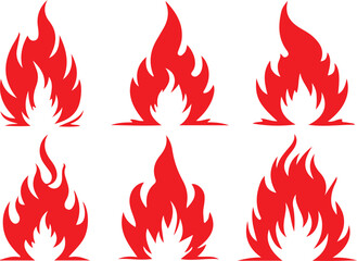 Fire icon silhouette vector set