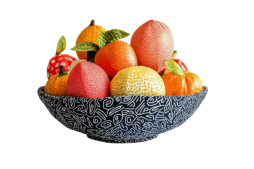 A colorful fruit bowl overflowing with vibrant and artistic fruits on a clean surface