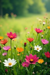Obraz premium Blooming wildflowers in a meadow, wildflowers, field