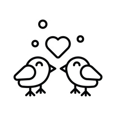 Here is a trendy outline icon of love birds with heart