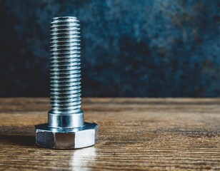 Shiny Chrome Bolt Standing Solo with Industrial Threads and Sleek Metal Finish