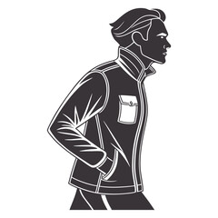 silhouette winter coat drawing on white background 