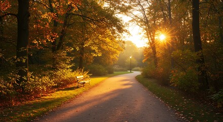 Obraz premium Golden Hour Path AI Generated