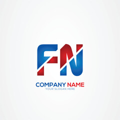 FN or NF Creative Modern Letters Logo Design Element red and blue