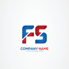 FS or SF Creative Modern Letters Logo Design Element red and blue